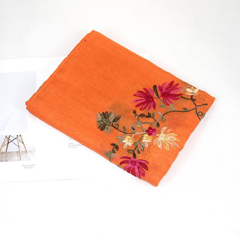Ethnic Style Embroidery Craft Cotton Linen Scarf for Women Versatile Gauze Scarf Chinese Style Embroidery Long Spring and Autumn