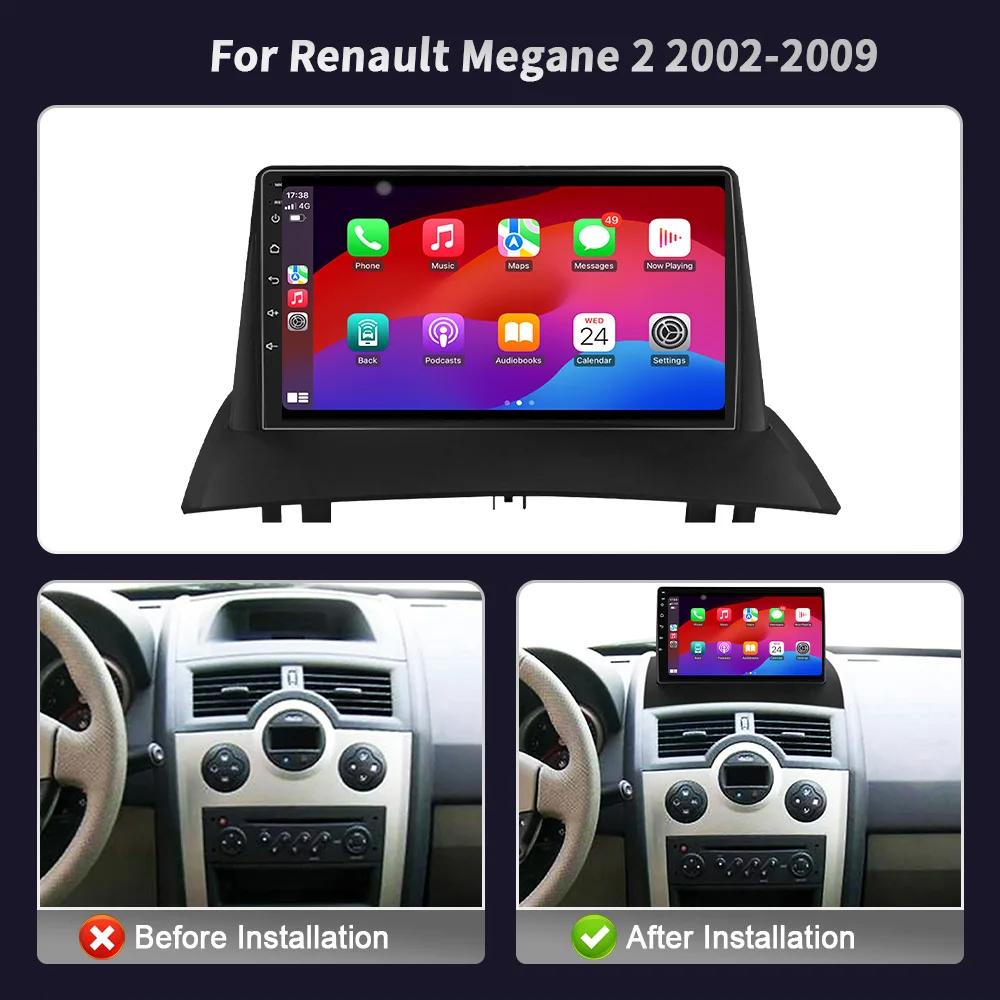 Android 14 For Renault Megane 2 2002-2009 Car Radio Multimedia Player Navigation 4G CarPlay Multimedia Touch Head Unit Screen