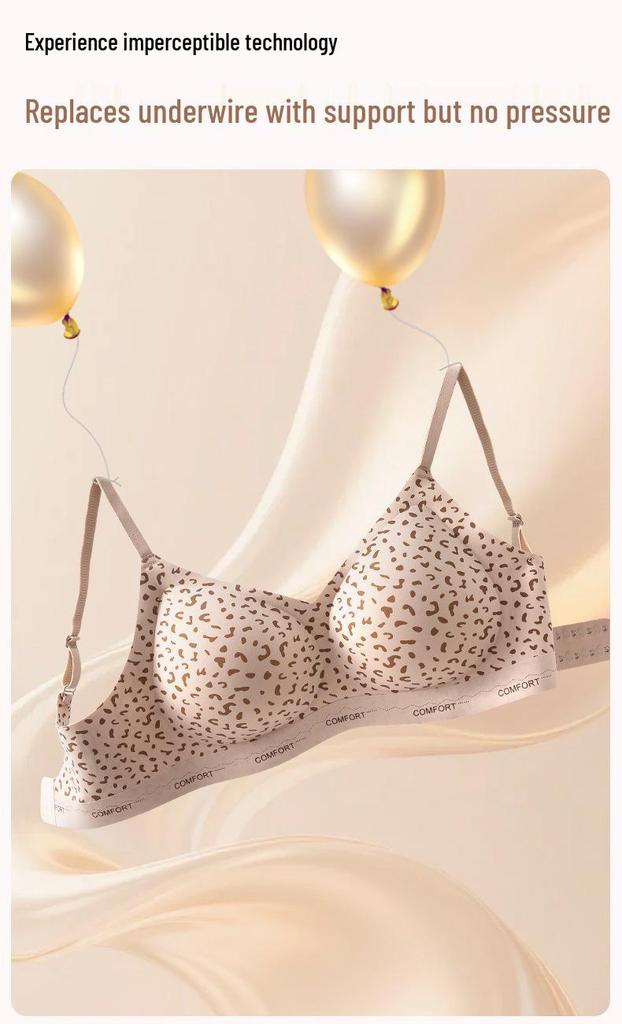 2026 Retro Leopard Print Seamless Push-Up Bra for Small Busts