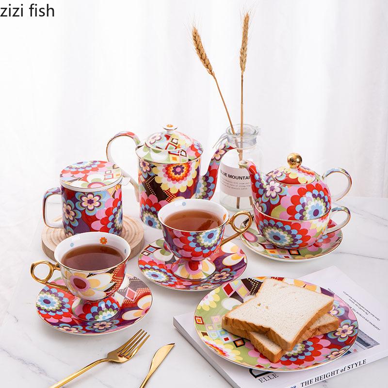 Ceramic Flower Tea Pot Mother Child Pot Water Bottle Water Cup Tea Kettle Coffee Cup Breakfast Cups Teas Brewing Utensils