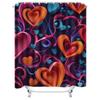 3D Multicolor Heart Shower Curtain - Waterproof, Mildew-Resistant, Machine Washable for Vibrant Bathroom Decor