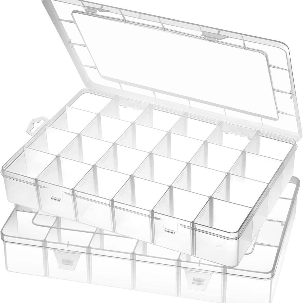 Portable 24/36 Grids Storage Box Plastic Transparent Design Fishing Tackles Box Detachable Grid Craft Organizer Craft Storage