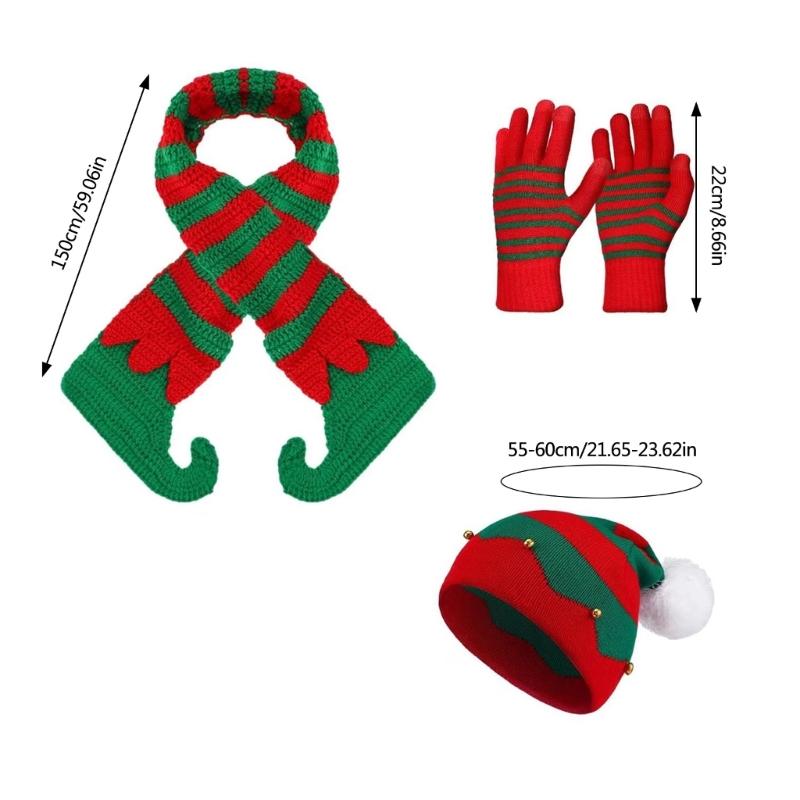 Handgehäkelte Weihnachtsmannmütze Schal Handschuhe für Kinder Erwachsene Familienfeier Weihnachtsmannmütze Festival Requisiten Strickwaren