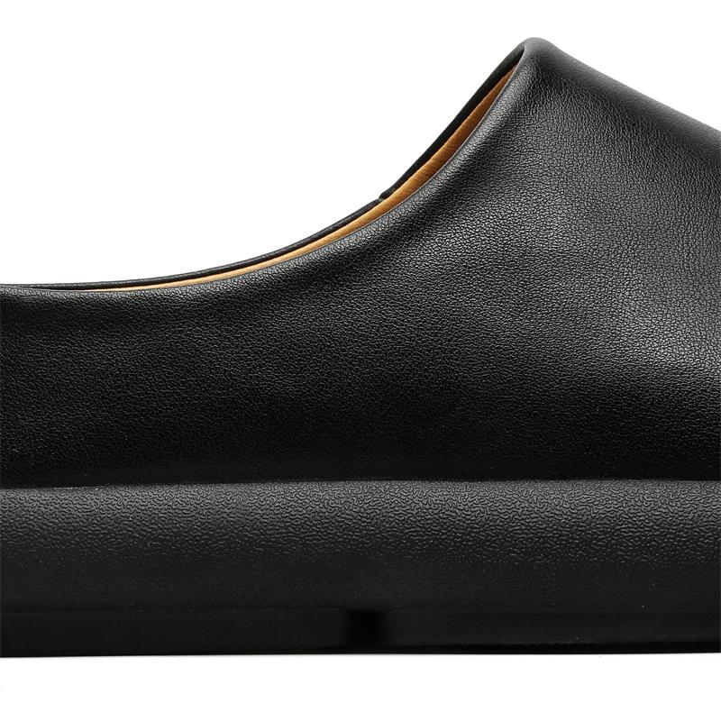 Fashion Spring New Style Fashion Flat Mules High Quality Unisex House Slippers Indoor Leather Slippers Luxury Brand Men Slip On Shoes