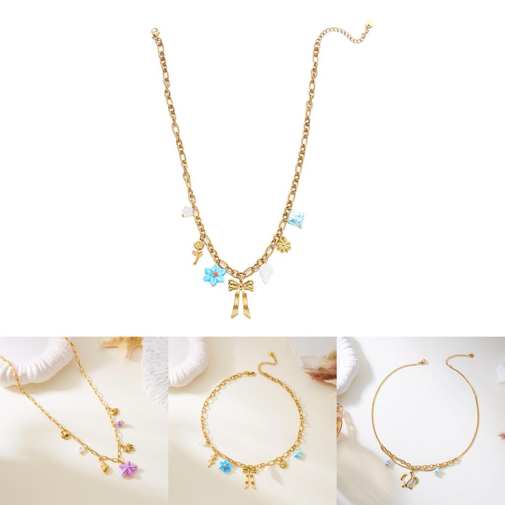 Letnia Biżuteria Wielowarstwowy Naszyjnik Ze Stali Nierdzewnej z Wisiorkiem w Kształcie Muszli Żółwia Morskiego Dla Kobiet