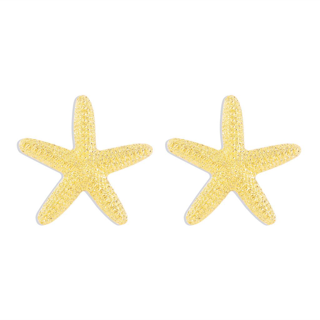 Personality Starfish Pendant Necklace Earrings Metal Texture Beach Style Elegant Clavicle Chain Trendy Female Jewelry