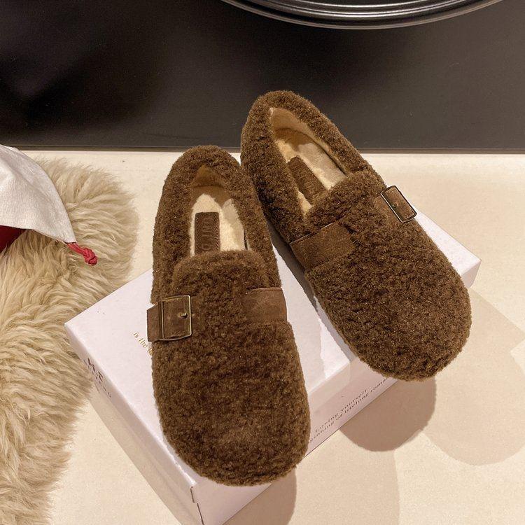 

Женские зимние слипоны на высокой подошве – Овечья шерсть и бархат, Мягкая подошва, Теплые и модные. 35 коричневый