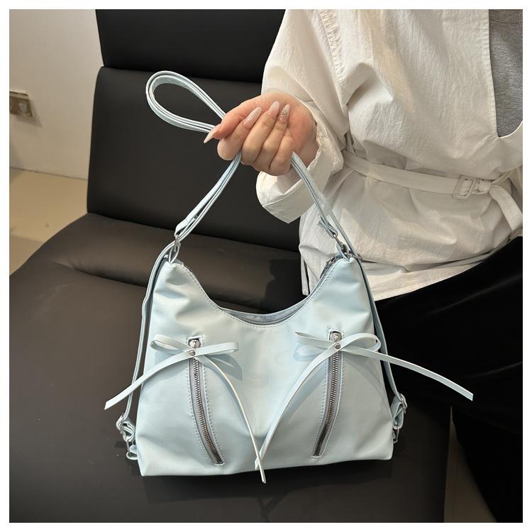 Bow Knot Faux Leather Tote Bag for Women Large Capacity Shoulder Backpack