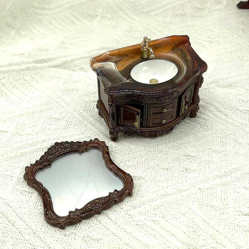 Domeček pro panenky Mini Nábytek Umyvadlo Umyvadlo Zrcadlo Mini Koupelna Scéna Domácí Umyvadlo Hračka Ornament pro Domečky pro panenky Doplňky dekorace