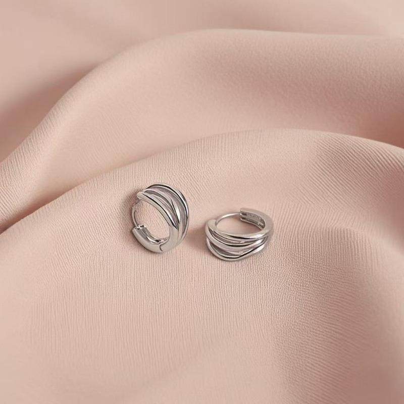 Women 925 Silver Needle Rose Gold Buckle Hoop Earrings Advanced Niche Ear Jewelry