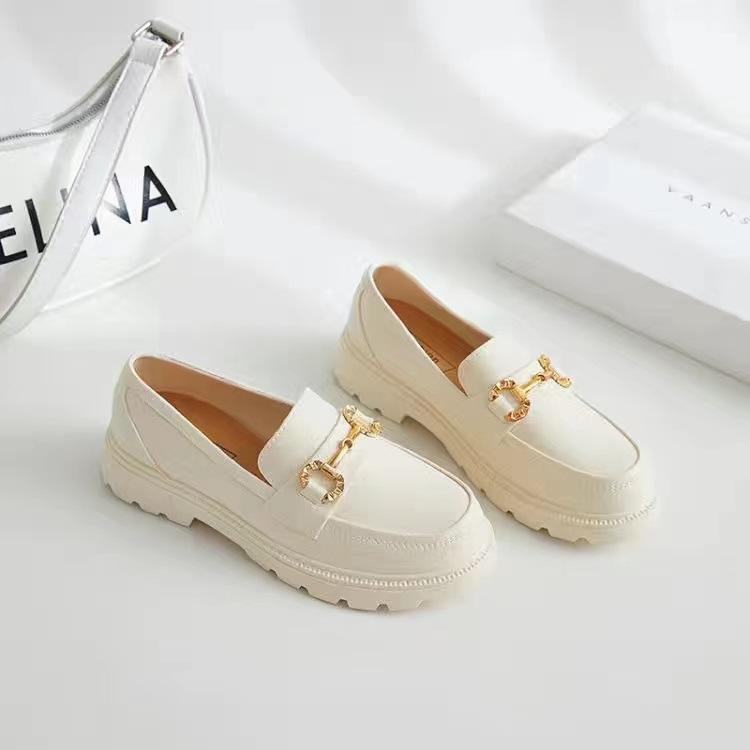 "New Style Women's Half Slippers: Square Buckle, Closed-Toe, Slip-On, Casual Thick-Soled Flat Sandals"