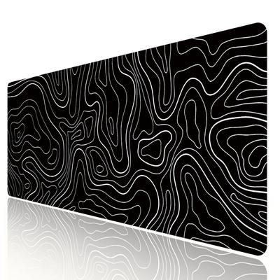 HGWALP Mouse Pad Gaming TOPO Large Mouse Pad Black and White Terrain Mouse Pad with Rubber Extension XXL Keyboard Mat for X Inches Non-Slip Base,
