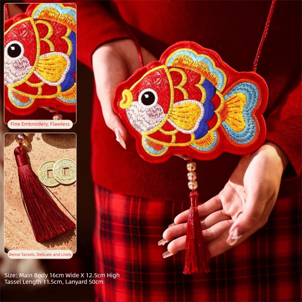 Red Color Red Packet Embroidery Design Money Envelope Horse Year Gift Bag  Chinese New Year