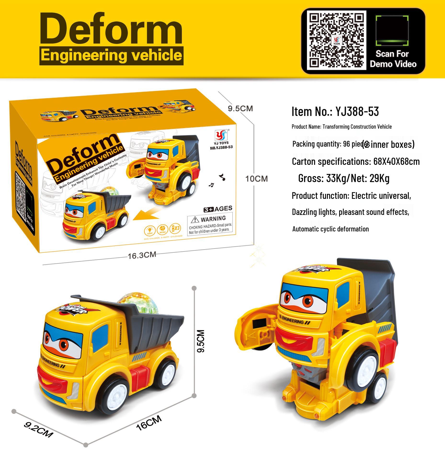 Children s Electric Transforming Police Car Robot Toy with Lights and Music No Battery + Screwdriver