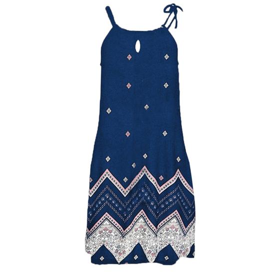 Damen Sommer Sexy Ärmellos Sonnenblume Wellenförmiges Sommerkleid Neckholder Party Strandkleid