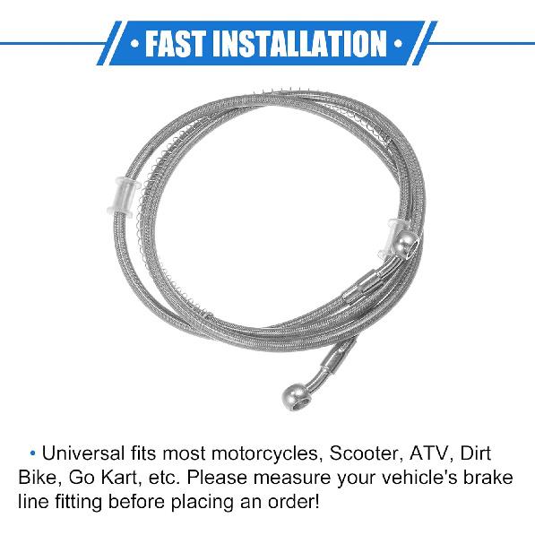Hydraulic Brake Hose Line Pipeline, 175cm 68.9" 10mm 0.39" Braided Oil Pipe with Tube Nut Universal for Motorcycle ATV Dirt Bike Durable Stainless