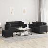 Vidaxl 3-Cz. Relaxation Set With Cushions, Black, Faux Leather