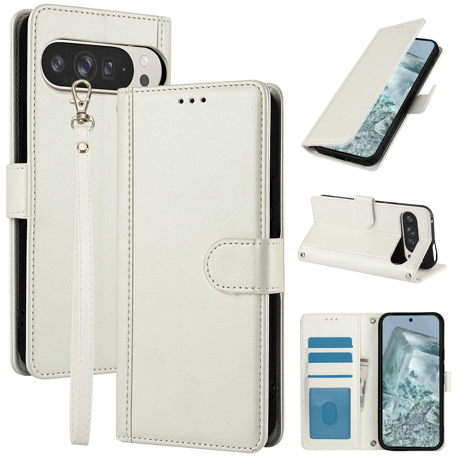 

SY-003 For Google Pixel 9 Pro/Pixel 9 Case PU Leather Stand View Phone Wallet Cover with Hand Strap B