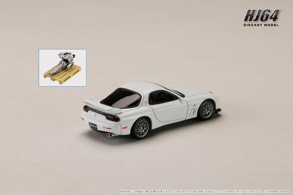 Mazda TYPE RZ with Engine Display Pure White 1/64 RX-7 (FD3S) Model,
