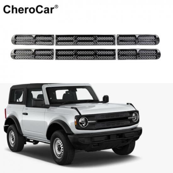 

6Pcs Carbon Fiber Front Grille Bumper ert Mesh Net Trim For Ford Bronco +