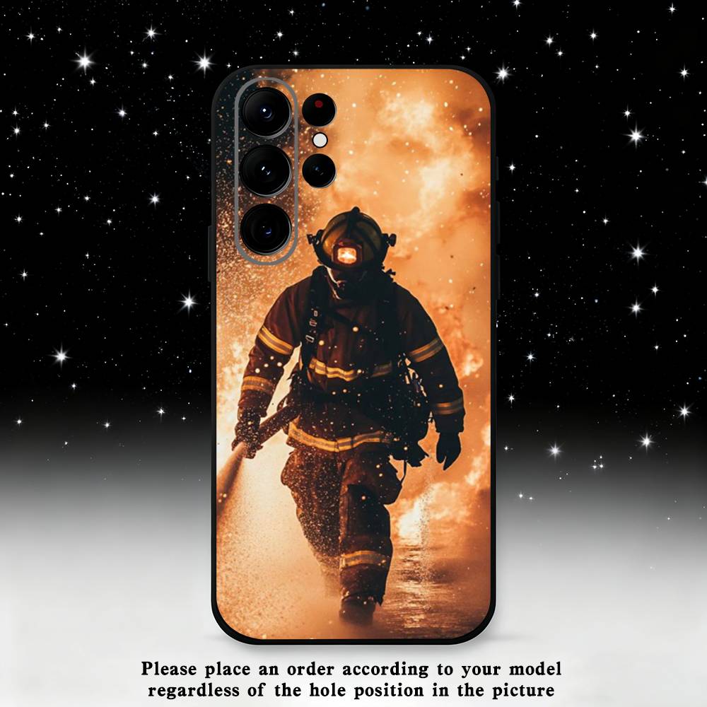 Fire Safety Firefighter Phone Case For Samsung S25,S24,S23,S22,S21,S20,S10,Ultra,Plus,Lite,FE,Soft Silicone Black Cover