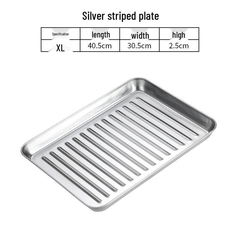 Korean Style Stainless Steel Gold BBQ & Grilling Plate - Versatile Rectangular Tray for Rice, Noodles, Steaming, and Snacks