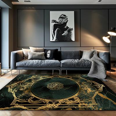 European Luxury Black Gold Living Room Carpets Cloakroom Non-slip Large Area Rugs Leisure Bedroom Coffee Table Washable Foot Mat