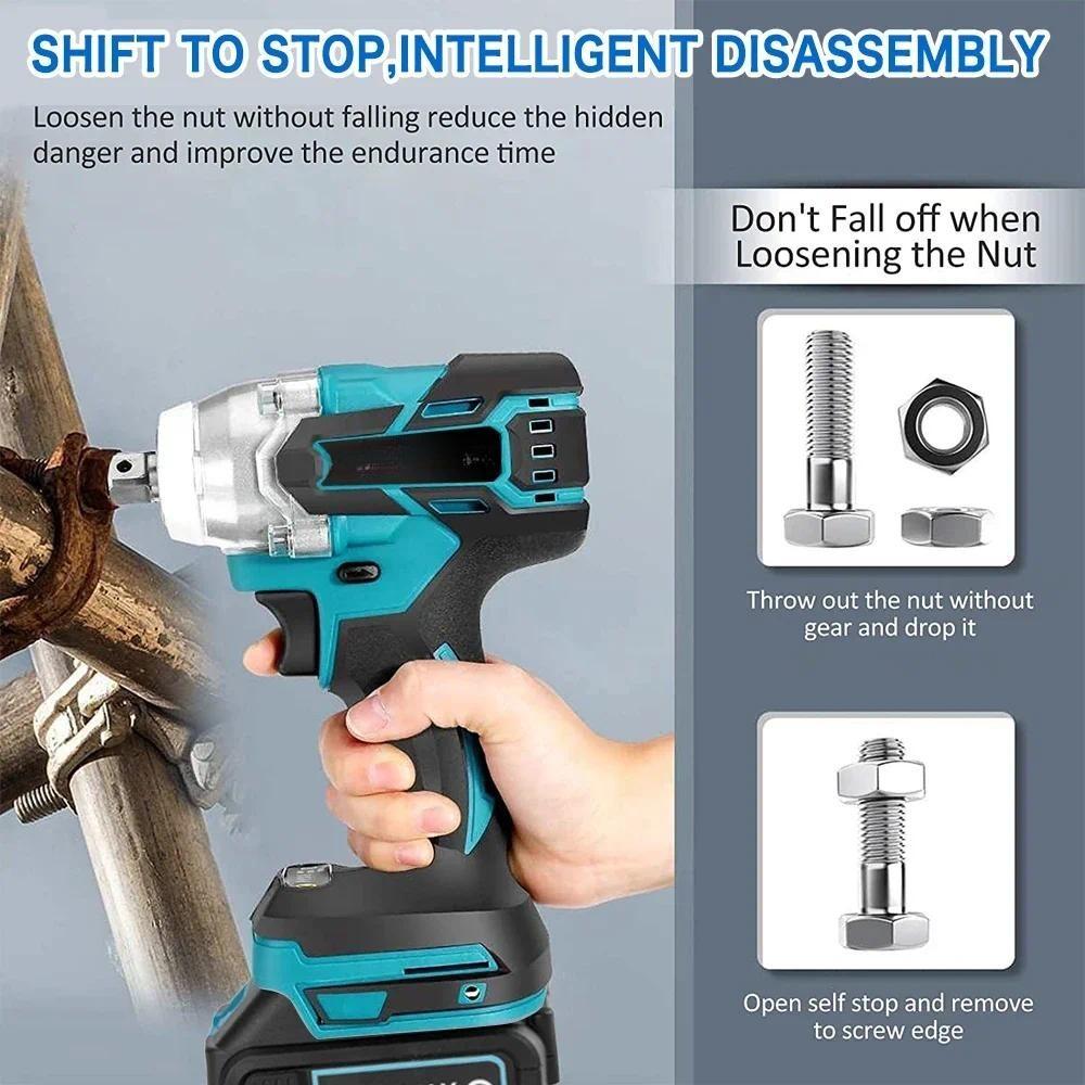 Cheie electrică de impact fără perii, fără fir, 2 în 1, 350N.M, 1/2", șurubelniță, baterie Li-ion, burghiu cu impact, sculă electrică