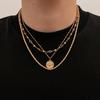 European and American Retro Three-layer Twist Chain Necklace, Men Stacked with Niche Collarbone Chain