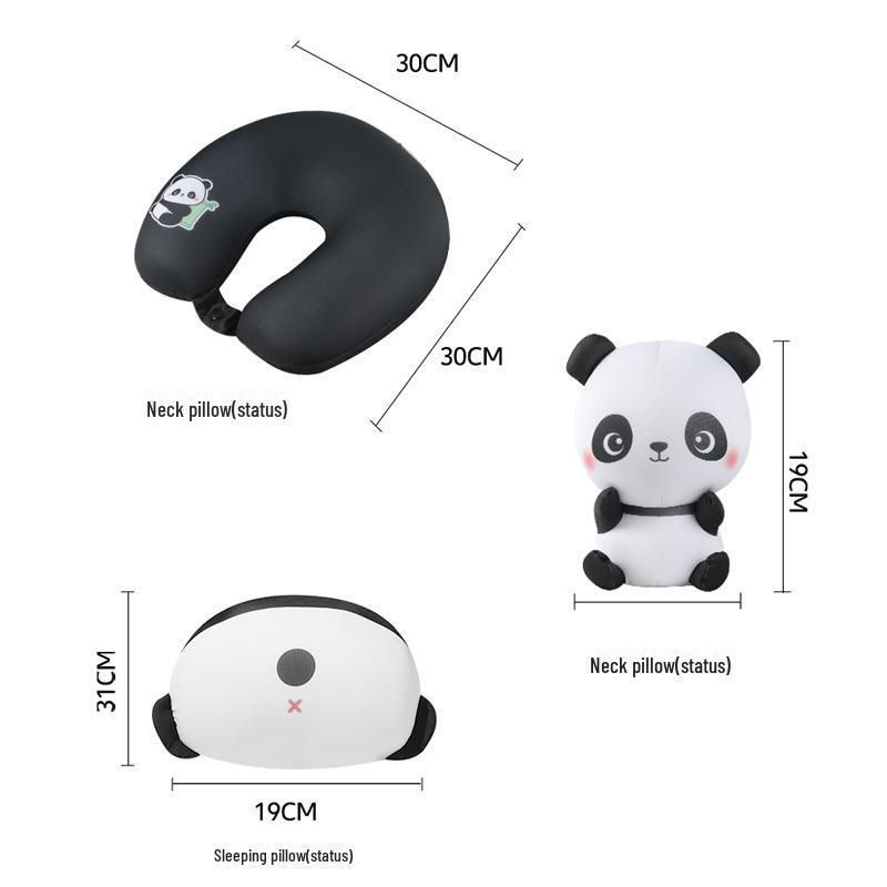 Cartoon Panda Multi-Function U-Shaped Travel Neck Pillow & Plush Doll