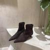 Dámské podzimní a zimní špičaté elastické módní teplé neunavující nohy dojíždění venkovní cestování boty na vysokém podpatku