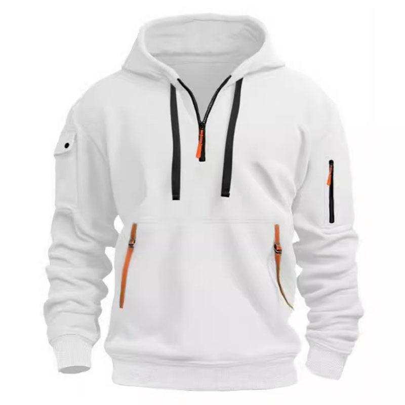Men's Fall and Winter Half-zip Casual Sweatshirt Youth Hooded Workwear Jacket