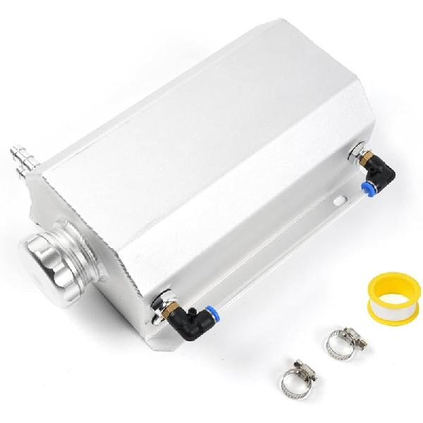 RASTP Universal 1L Coolant Overflow Tank, Aluminum Coolant Radiator Tank,Reservoir Expansion,Black