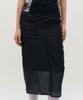 Kimjisu Sheer Shirring Slit Skirt _ Black
