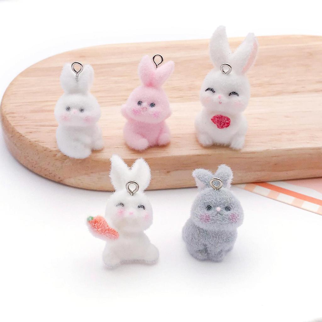 3D Cartoon White Rabbit Plush Ornament & DIY Earrings Phone Lanyard Accessories