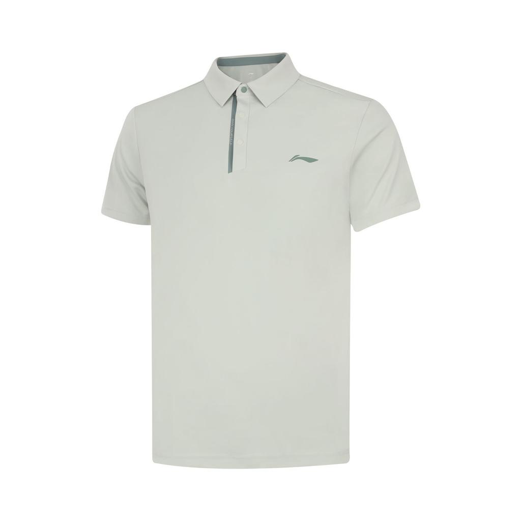 Li Ning Solid Color Pullover Fitness Sports Polo Shirt Men Tops Jade-Green APLU119-5