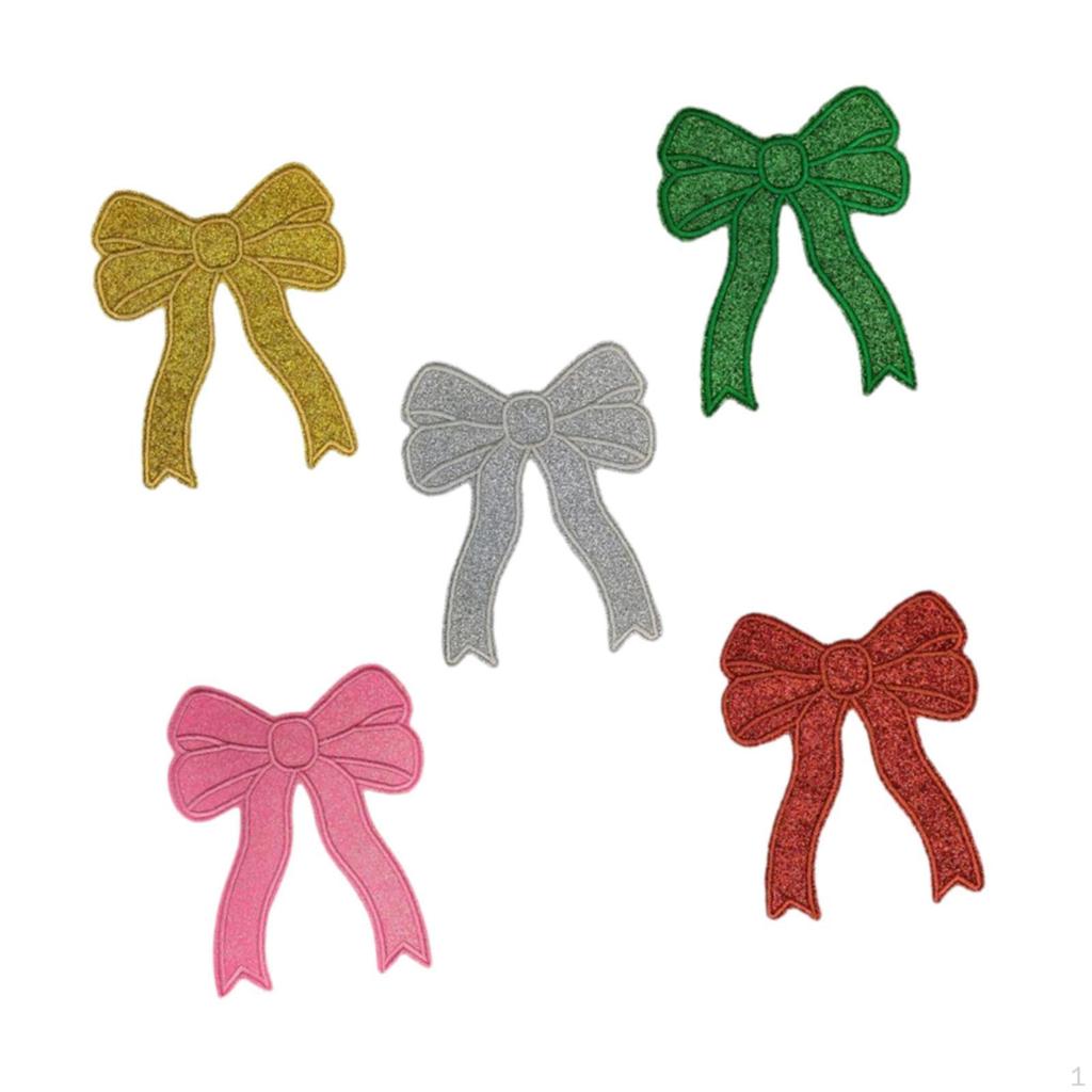 Bow Embroidered Patches Iron on Novelty Portable Diy Sew Decorative Appliques for Jeans