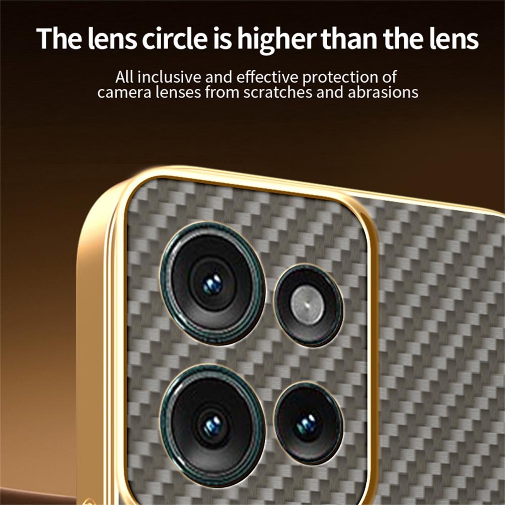 Dla Motorola Edge 50 5G Etui na telefon Teksturowane włókno węglowe Galwanizowana tylna pokrywa z TPU