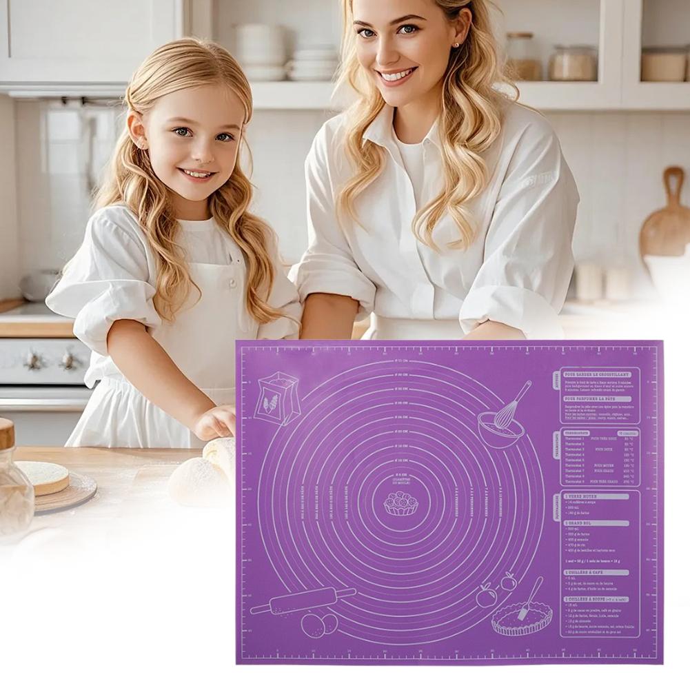 Silicone Baking Mat with Measuring Scale 40X60 CM Non-stick Kneading Mat Reusable Rolling Mat Kitchen Baking Table Cutting Board