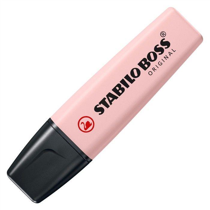 STABILO BOSS ORIGINAL NatureCOLORS - surligneur rose pivoine, pointe biseautée 2–5 mm (Wildflower Edition)