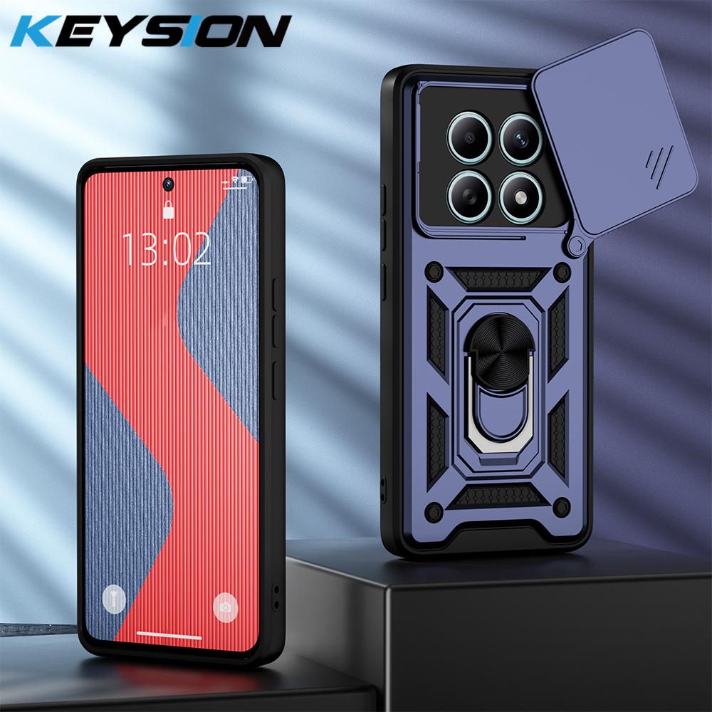 KEYSION Shockproof Case for Redmi Note 15 Pro 4G 15 Pro+ 5G Slide Camera Lens Protection Ring Stand Phone Cover for Redmi Note15