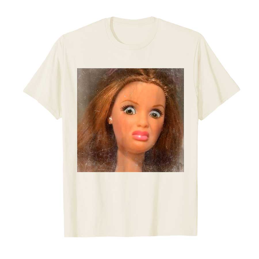 Camiseta Meme Rosto de Boneca Engraçado Repugnante Para Homens Mulheres 100% Algodão Camisetas Tops de Manga Curta P417