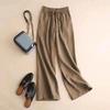 Women's High-Waisted Cotton-Linen Wide-Leg Pants - 2024 Summer Slimming, Versatile, Loose, Straight-Leg Design