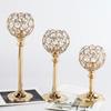 Mini Golden Crystal Bowl Candle Holders Metal Craft Candelabra  Candlelight Dinner