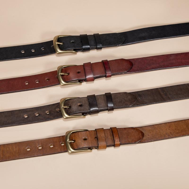 Hot First Layer Cowhide Men's Belt Scalper Leather Belt Classic Men's Versatile Pin Buckle Belt