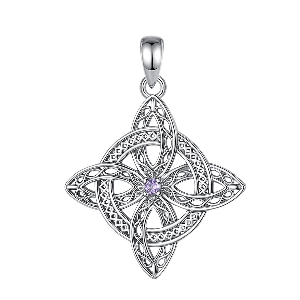 AEONSLOVE Magic Witch Knot Zirconia Pendant Copper Irish Celtic Knot Lucky Amulet Necklace Wicca Pagan Jewelry Gift for Women