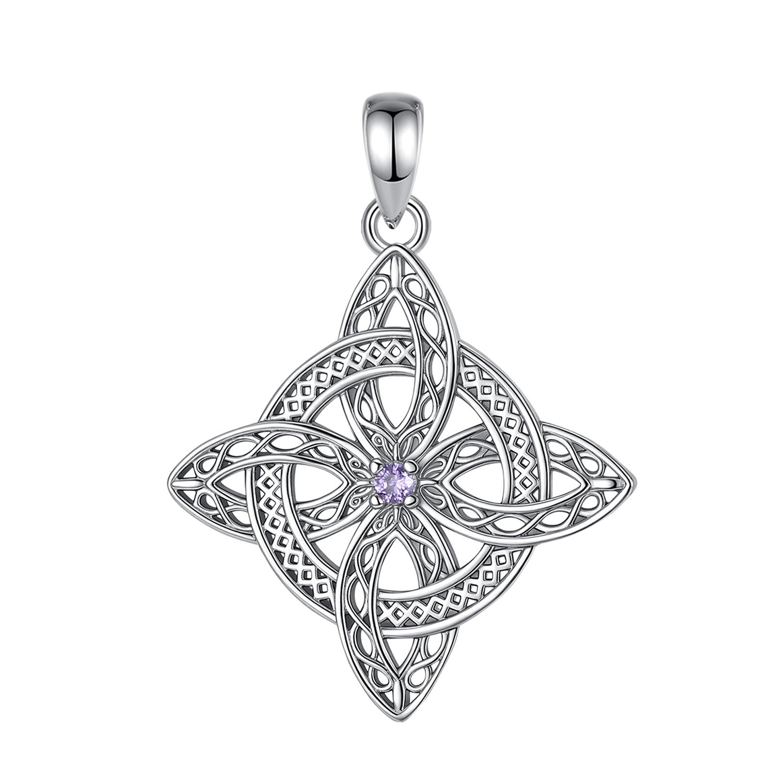 

AEONSLOVE Magic Witch Knot Zirconia Pendant Copper Irish Celtic Knot Lucky Amulet Necklace Wicca Pagan Jewelry Gift for Women