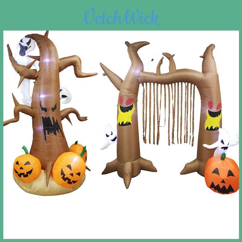 Decoração de Quintal Inflável Halloween com Ar Soprado Apresentando um Arco de Árvore Fantasma Assustador com Luzes LED