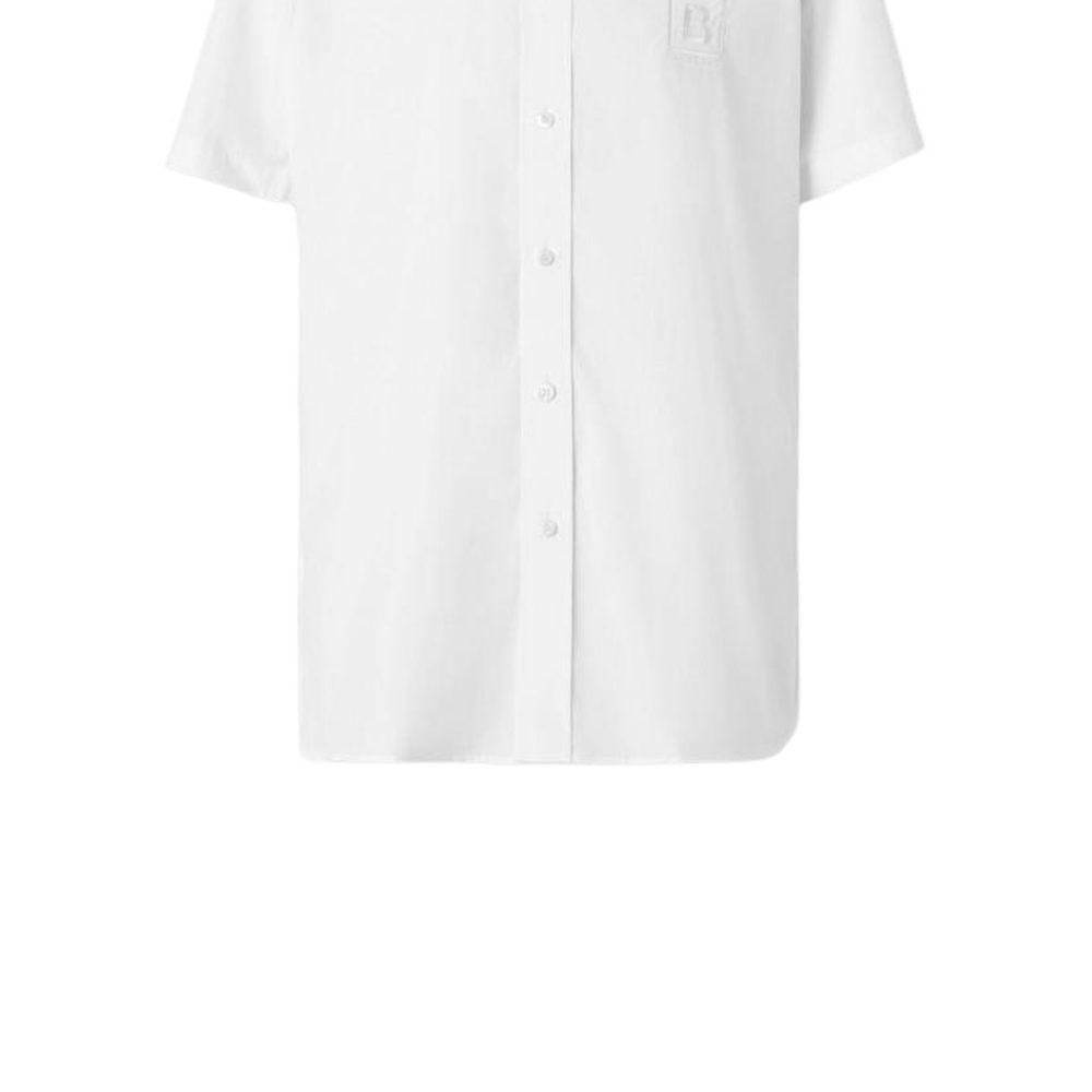 Burberry FW22 Men Logo Embroidery Single-Breasted Short Sleeve Shirt White 80618641