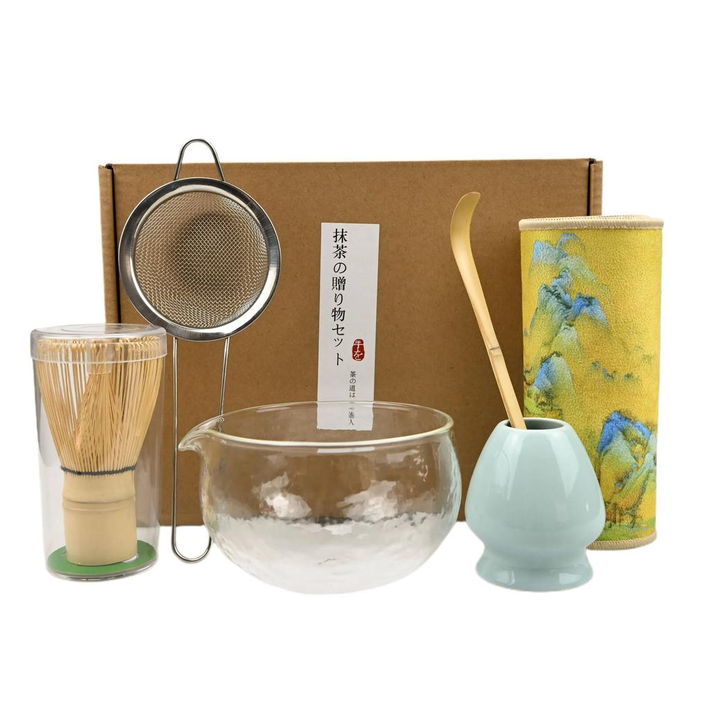 1/6PCS/Set Japanese-style matcha bowl ,Cloth, Spoon, Strainer, Tea Whisk, Perfect Gift For Ceremony, Traditional Decoration